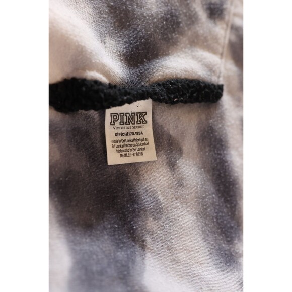Victoria’s Secrets PINK Bling Sherpa Reversible Jacket Black White Tie Dye Sz S - Picture 11 of 12